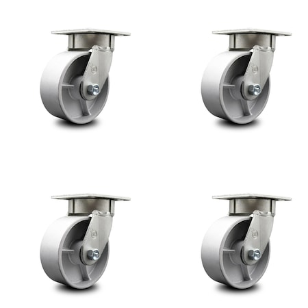 Service Caster 6 Inch Kingpinless Semi Steel Wheel Swivel Top Plate Caster SCC, 4PK SCC-KP30S620-SSR-4
